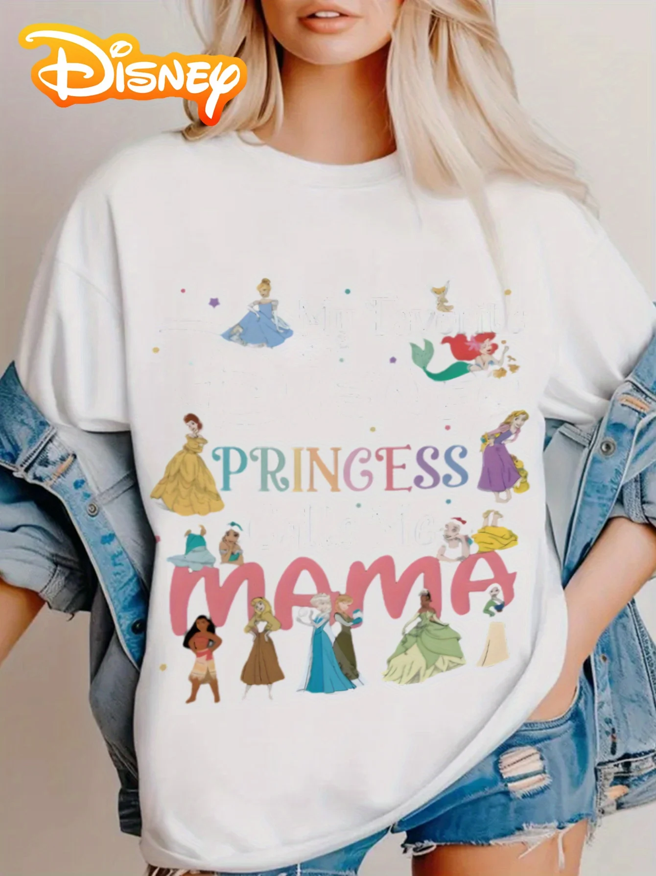 

2025 New Disney Snow White Trendy Fashion Casual Pure Cotton T-shirt Retro Street College Style Commuting Y2k Harajuku Unisex