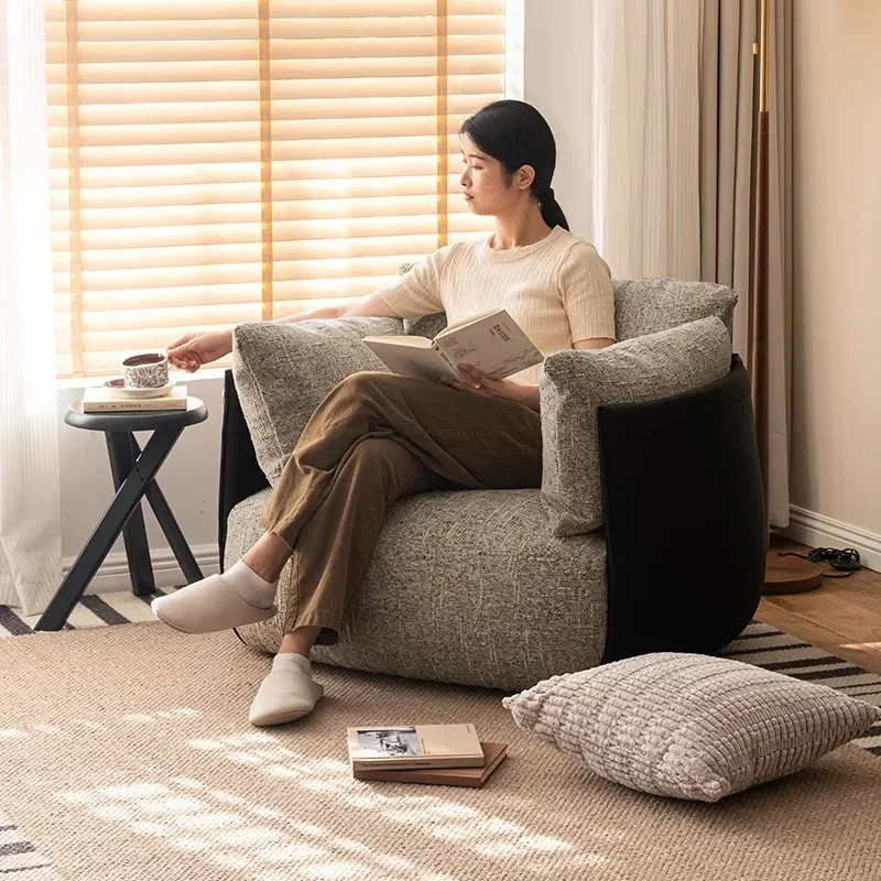 

Medieval cotton and linen fabric designer single sofa chair