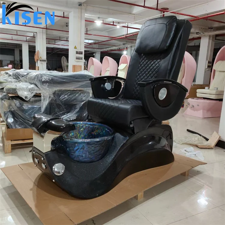

Kisen Luxury Pedicure Chair Sales at a Low Price Factory Selling Concise Black Pink White Grey Manicure Massage Foot Bath Chair