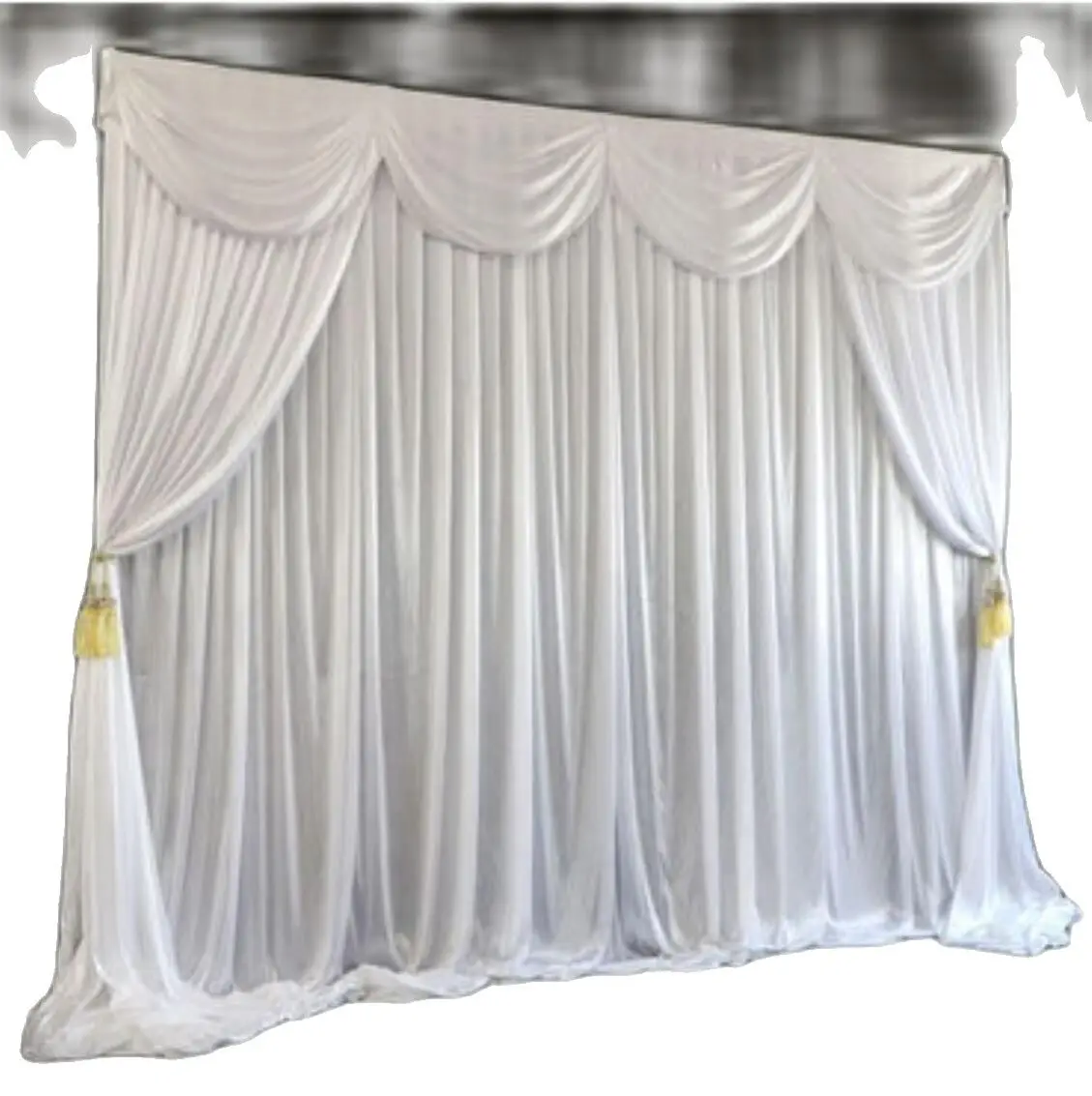 

2024 New Design White Cloth Ice Silk Backdrop Curtain for Wedding Stage Background Draped For Formal Event Party Decoration