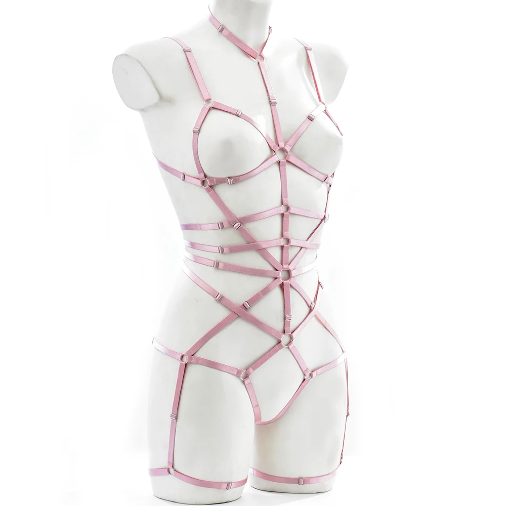 Women Fashion Body Harness Cage Set Elastic Adjustable Gothic Bondage Harness Garter Halloween Hollow out Sexy Lingerie Belt