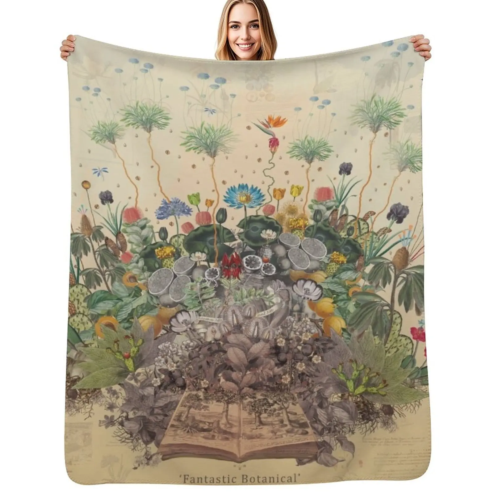 

FANTASTIC BOTANICAL Throw Blanket Warm Flannel Blanket for Couch Chair Bedroom