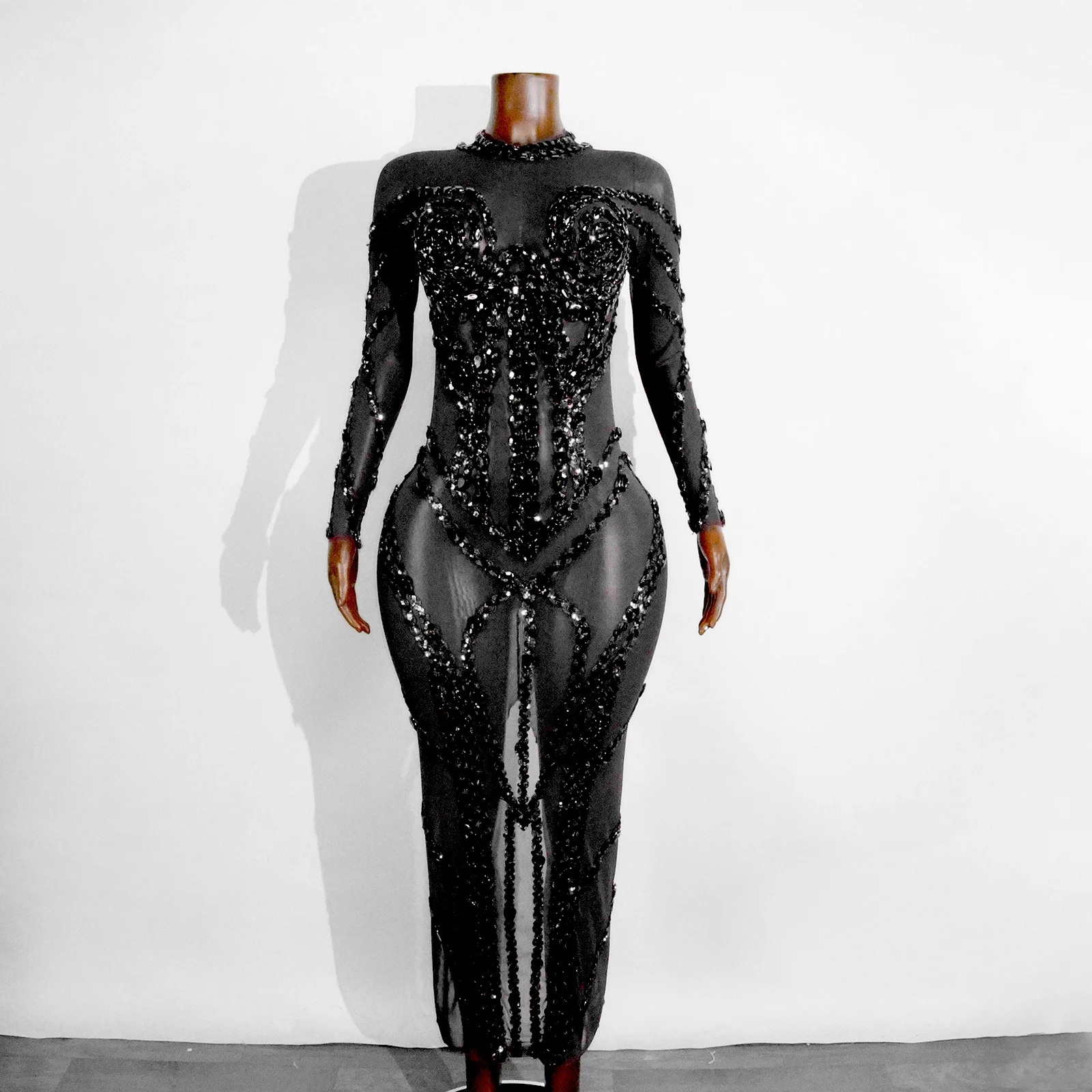 

Красное, черное сексуальное блестящее сетчатое платье с кристаллами, женское роскошное платье с блестками Gogo Dance Club Dj Party, купальник на день рождения, наряды Drag Queen