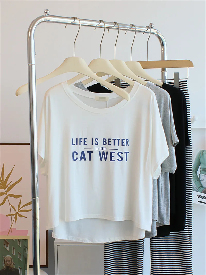 

Modest Modal Short Sleeve T-Shirt Women Summer Loose Yoga Dancewear round Neck Casual Comfortable Cotton Blend Top