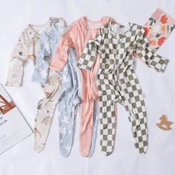 HappyFlute New Print Soft Bamboo Cotton Jumpsuit Footbinding Baby Romper Spring and Autumn Baby Boy&Girls Newborn Clothings