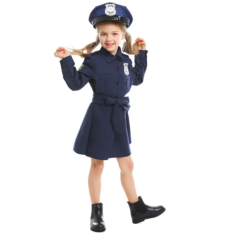 

Kids Cute Uniform Cosplay Costume Girls Slim Fit Long Sleeve 1 Piece Dress for Stage Performance and Role Play