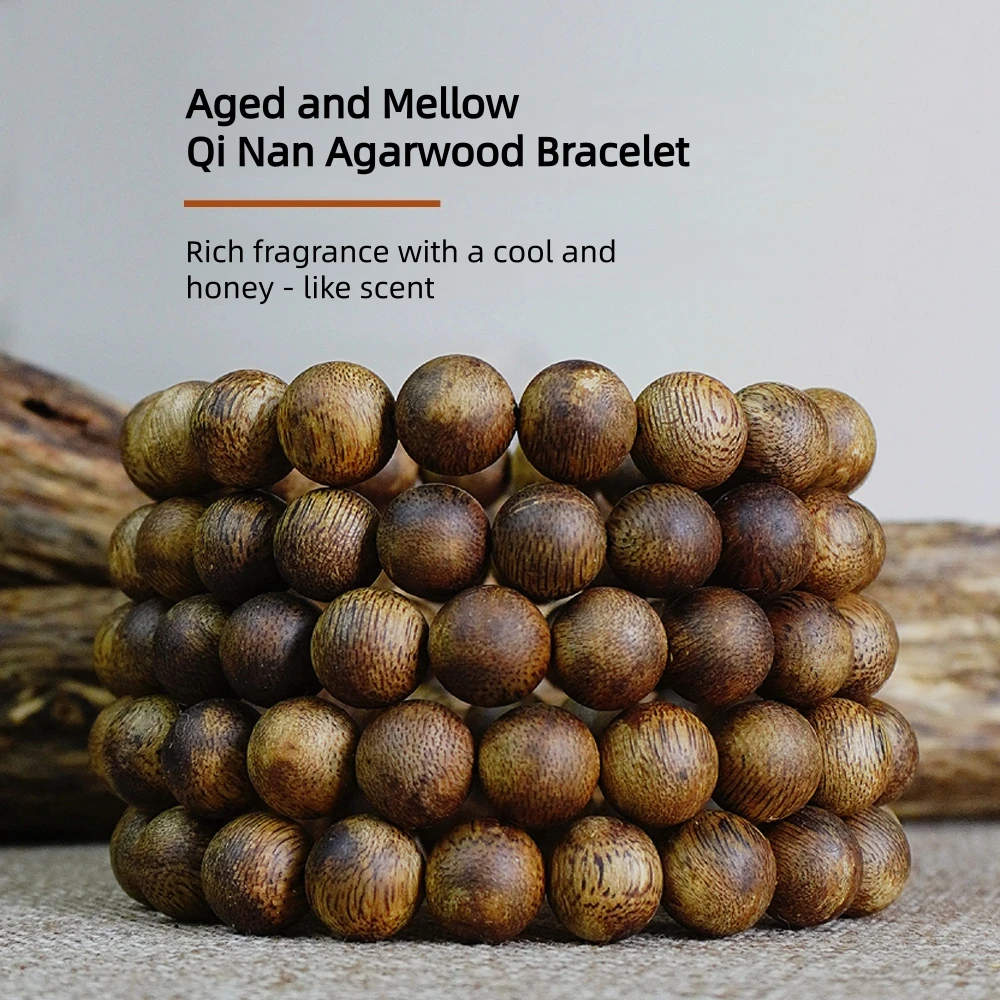 

Natural Kynam Agarwood Bracelet,Aged Kynam Old Material Handicraft Buddhist Beads,Single loop,10mm, Rich Oil Agarwood Bracelet