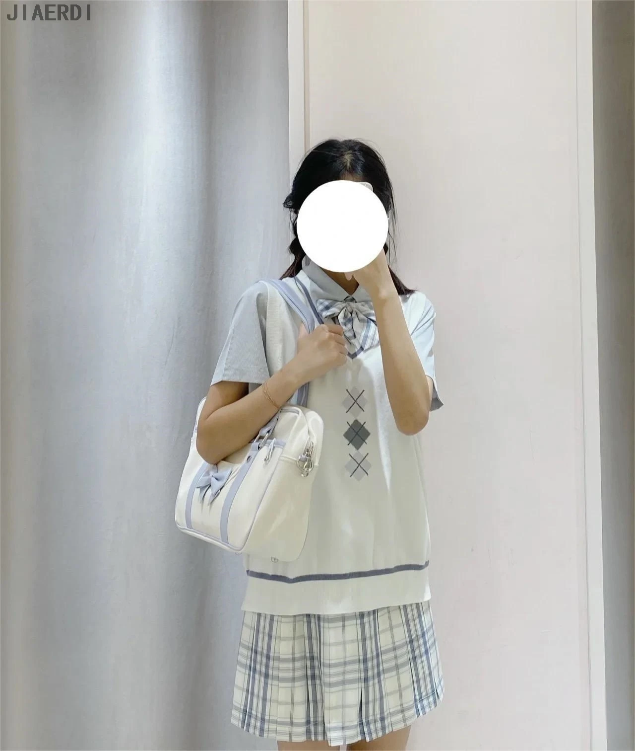 JIAERDI Harajuku Bow Jk Handbag Women Sweet Pu Leather Casual Shoulder Messenger Bag Ladies Kawaii Uniform Bag For Schoolgirl