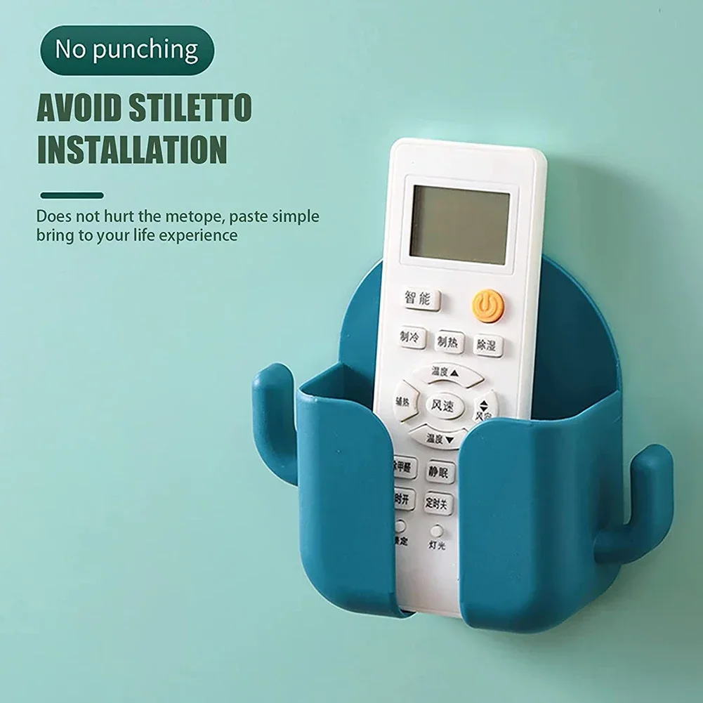 2pcs Mobile Phone Holder Wall Mount Punch-free Remote Control Organizer Storage Box Charging Bedside Container Rack