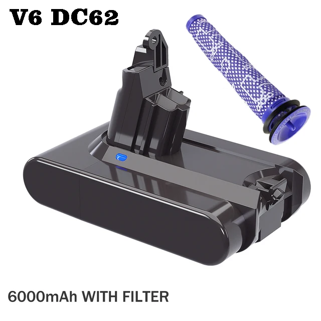 Dyson v6-掃除機用バッテリー,dyson,21.6v,6000mah,dc58,dc59,dc62