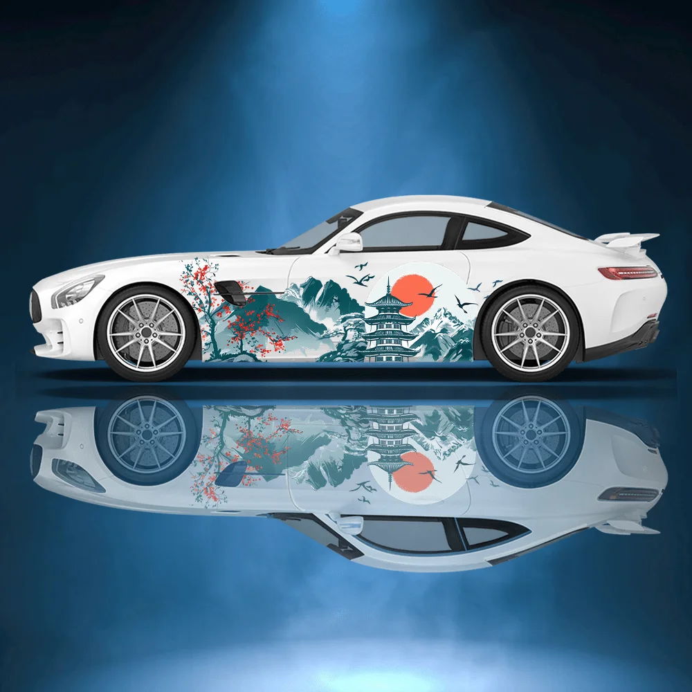 

Цветная наклейка на автомобиль с пейзажным рисунком, декоративная наклейка на весь кузов, защита от царапин, водонепроницаемая виниловая пленка для автомобиля.