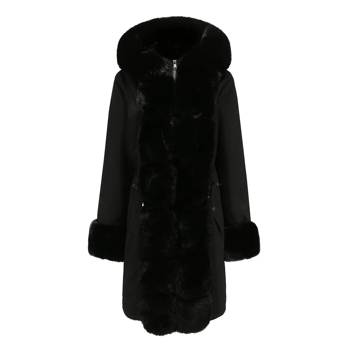 Mid Length Women's Winter Down Jacket Coats Parkas Woman Clothes Detachable Fur Collar Hooded Warm Padded Jackets Outerwear WY73