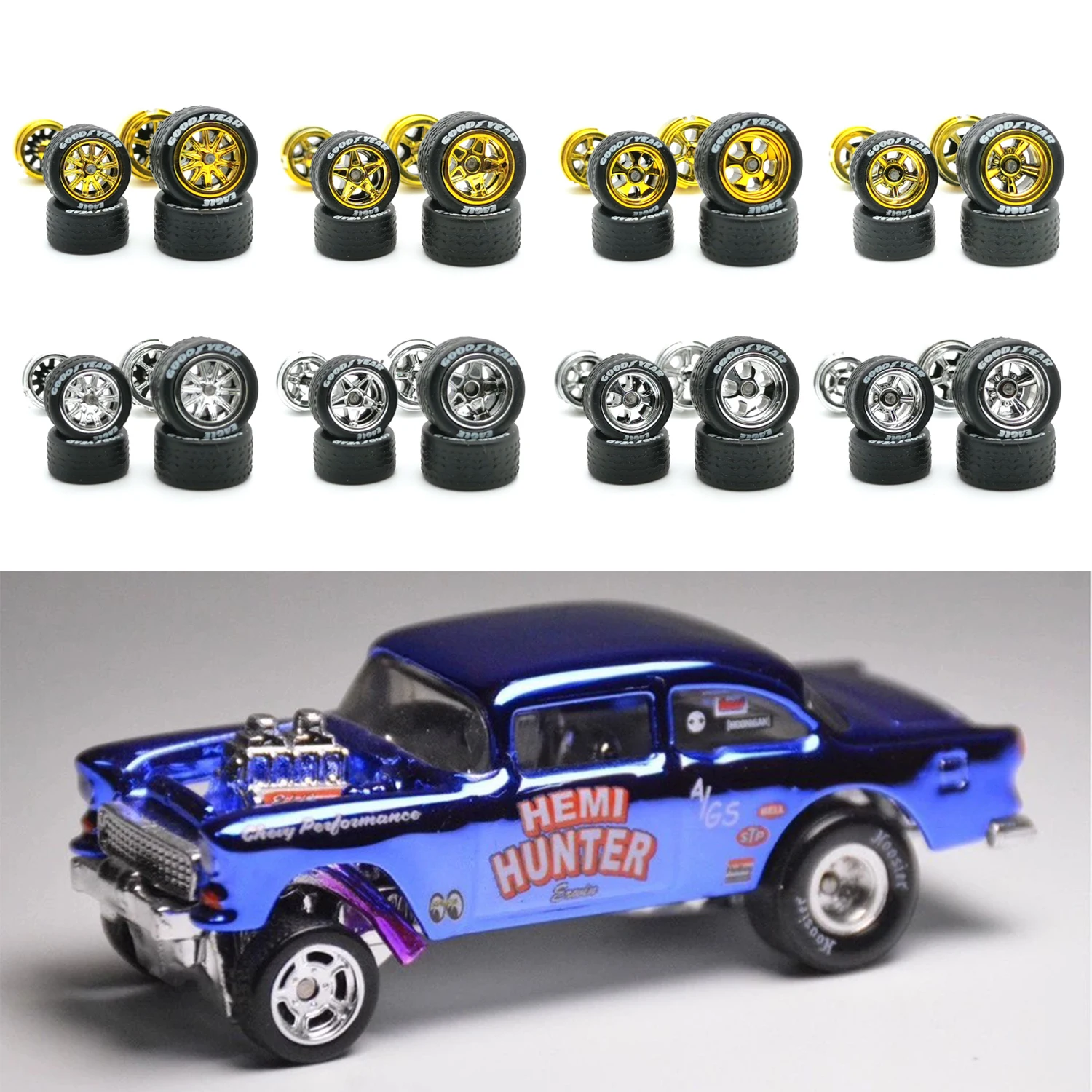 11mm Wheels For 1/64 Scale Alloy Car Models 1/64 Wheels With Tires Axles Cars Upgrade For Minigt Modification Hub Racing