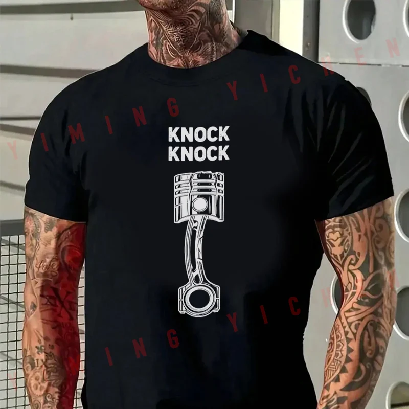 Knock Knock Car Design Men T-Shirt Moto Cotton Summer O-neck Short Sleeve Fashion Hip Hop Tee