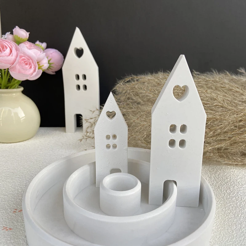 

3/4pcs House Silicone Candle Molds Light Heart Houses Concrete Moulds Casting Molds DIY Gypsum Home Craft Decoration Resin Mould