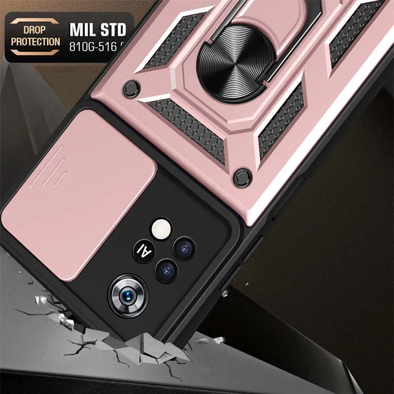 Slide Camera Lens Protector Armor Case For Mi POCO X6 X5 X4 X3 Pro NFC Bumpers Ring Cover For POCO X4 F4 GT M4 M6 F3 F5 Pro