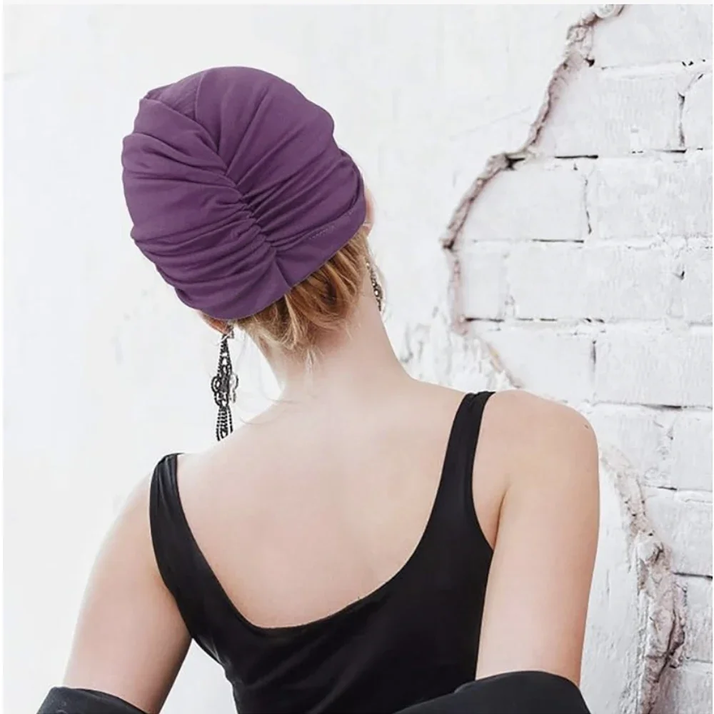 Vintage Knot Turban Female Bandana Headbands Cap Fashion Women Hijab Hat Muslim Kerchief Islamic Ladies Head Wraps Headscarf