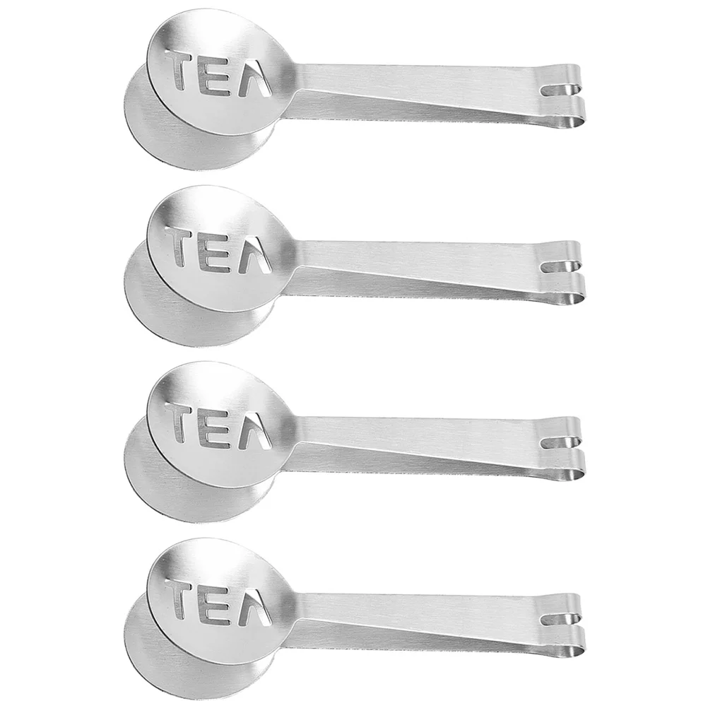 

4 Pcs Stainless Steel Tea Bag Clips Rust Proof Ice Clamps Multipurpose Squeezers Smooth Edges Filter Water Holder Kitchen Bar