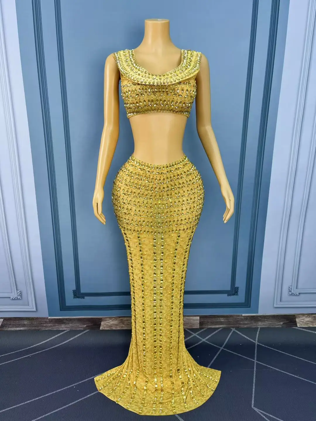 مثير حجر الراين سترة أعلى التنانير الطويلة 2 قطعة مجموعات النساء مصر كليوباترا تأثيري حلي تظهر مهرجان الزي مساء حفلة موسيقية اللباس #4