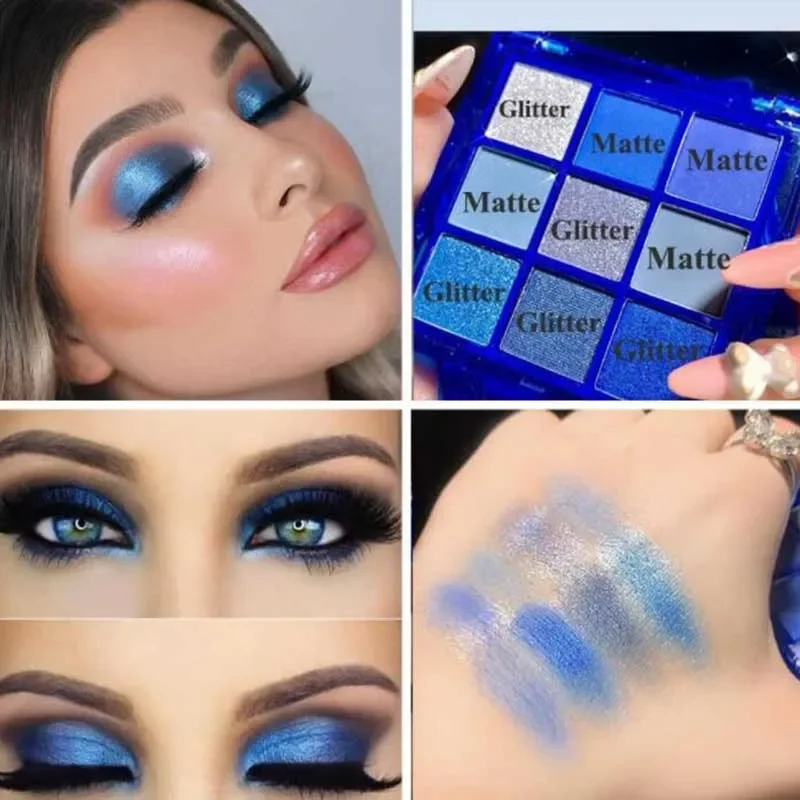 กันน้ํา ROYAL BLUE Glitter อายแชโดว์อายแชโดว์สีฟ้า Glitter Eye Shadow แต่งหน้า SHINY Sparkle Shimmer Glitter