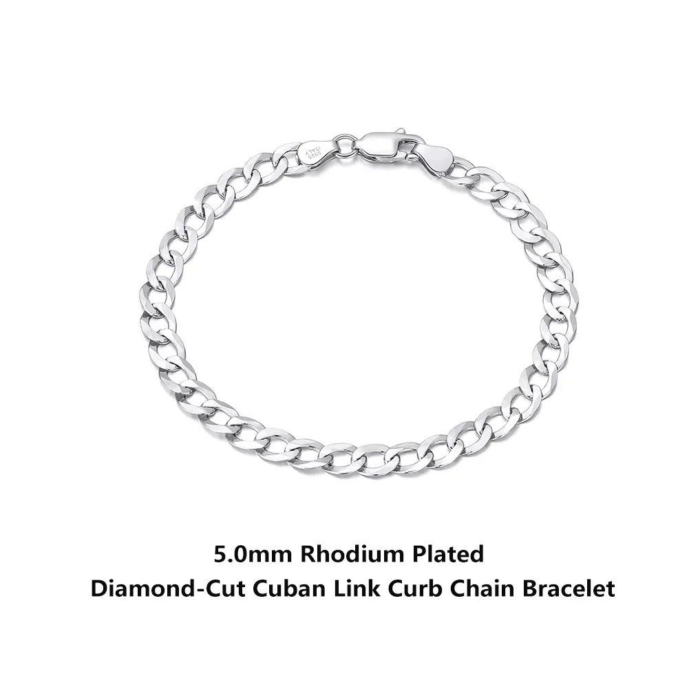 ORSA JEWELS Kubanisches Kettenarmband aus 18 Karat Gold, 925er Sterlingsilber, 5 mm, italienische Mode, handgefertigtes Armband, Schmuck für Männer und Frauen, SB123
