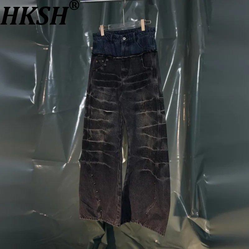 HKSH Autumn Winter New Men Tide Dark Casual Zipper Distressed Vintage Jeans Fashion Chic Ins Streetwear Denim Pants Vibe HK17135
