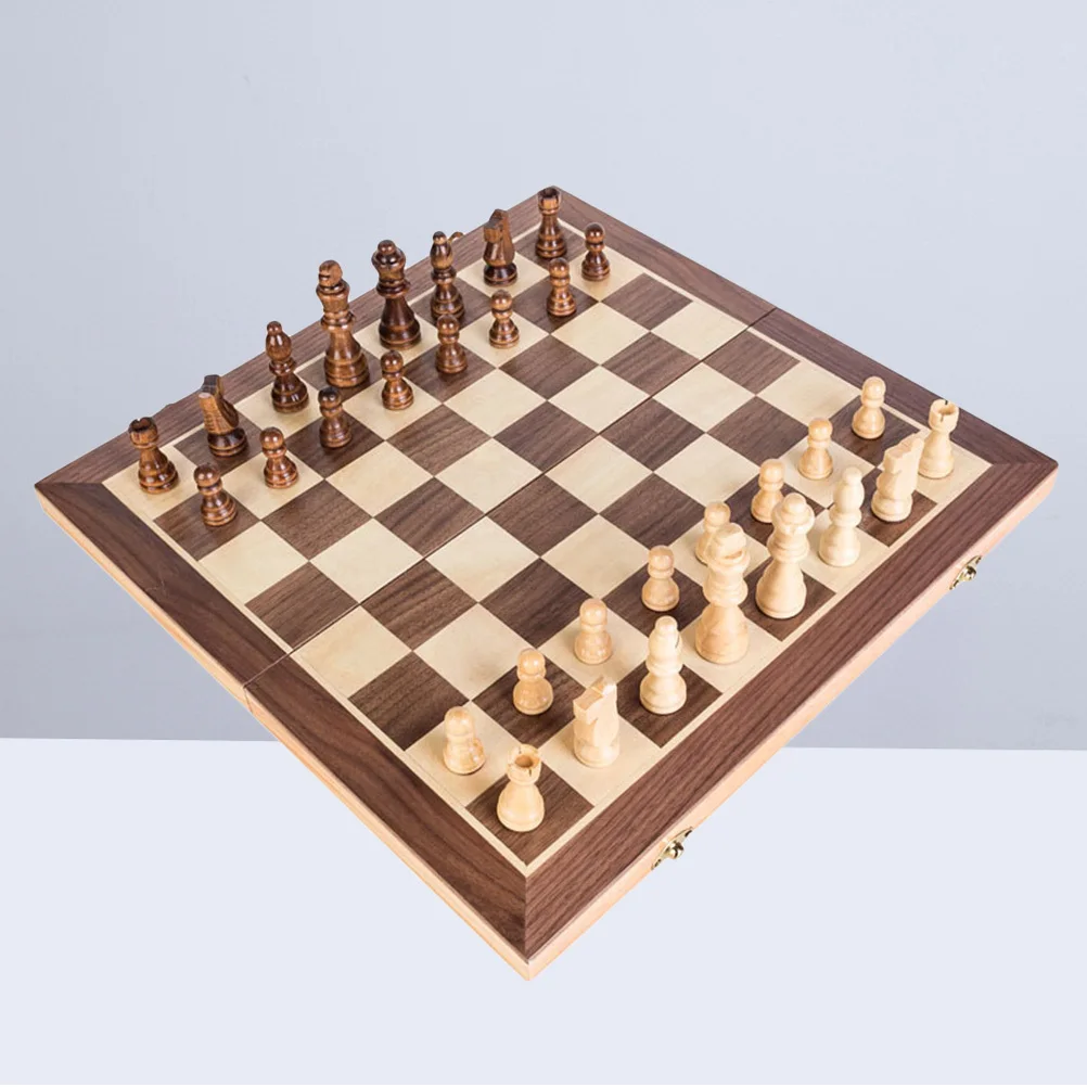 Set di scacchi internazionale in legno Lavagna magnetica pieghevole da 40 cm con pezzi alti 8 cm per viaggi Set di scacchi per bambini per adulti Pieghevole in legno