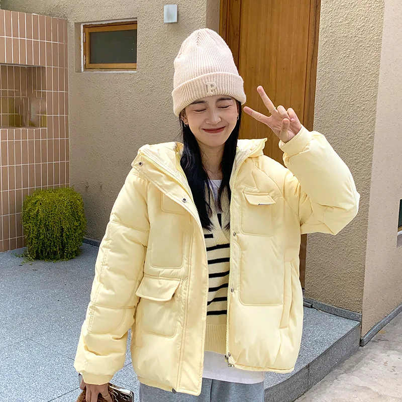 Winter Fashion Candy Color Hooded Cotton Coat New Student Short Small Cotton Coat Warm Coat Factory Direct Sales