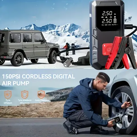 POWNYM Car Jump Starter, 12V Auto Battery Booster, Up to 5.0L Gas/4.0L Diesel Engines, Portable Power Bank with Dual USB Ports