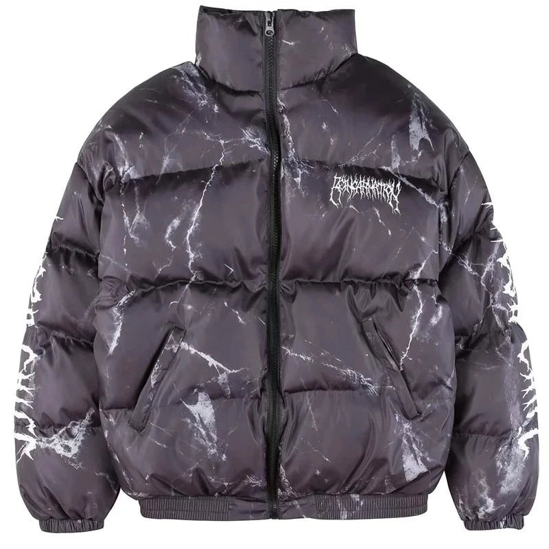 Parkas acolchadas de plumón con estampado de oso de Graffiti para hombres y mujeres, abrigo grueso informal de Hip Hop, chaqueta térmica