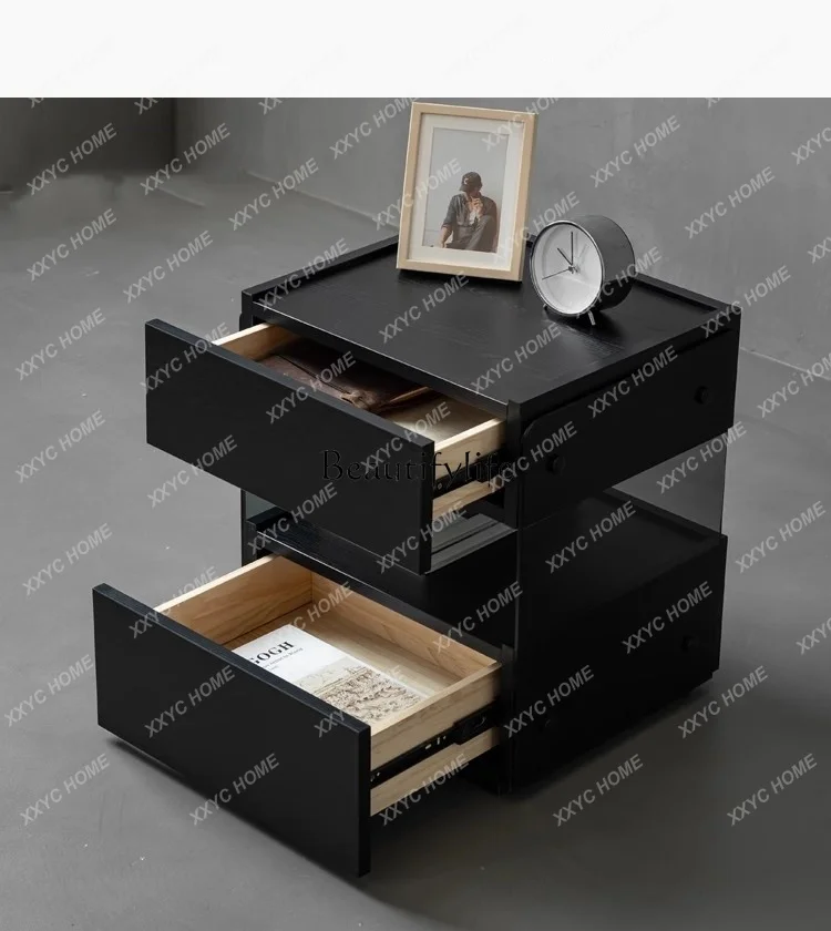 Italian Minimalist Bedside Table Nordic Style Suspension Modern Minimalist Glass Bedside Storage Storage Cabinet