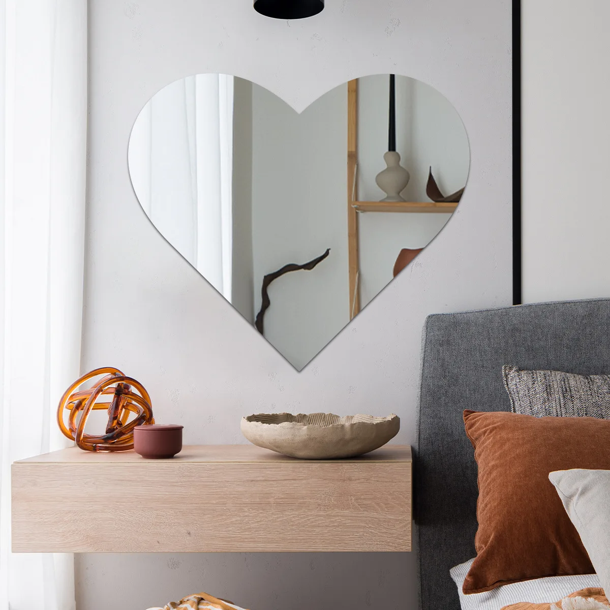 Heart-Shaped Mirror Wall Decals - Romantic Reflective Stickers for Bedroom & Bathroom Decor