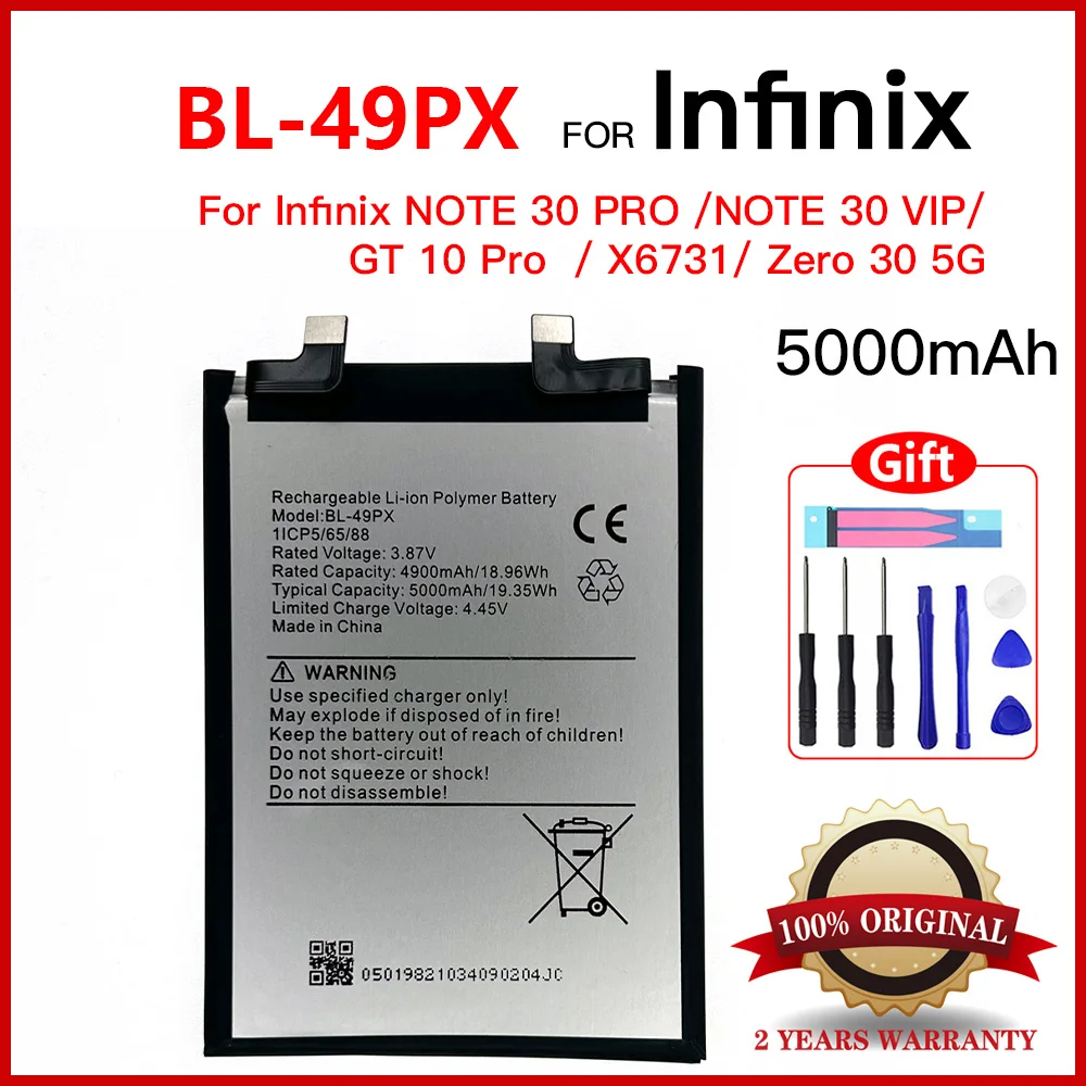 Genuine BL-49PX Replacement Battery For Infinix Note 30 Pro X678B Batteries+Tools