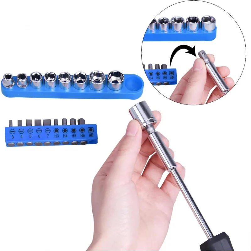 مجموعة أدوات يدوية منزلية عامة مكونة من 148 قطعة مع حقيبة تخزين صندوق أدوات بلاستيكية باللون الأزرق