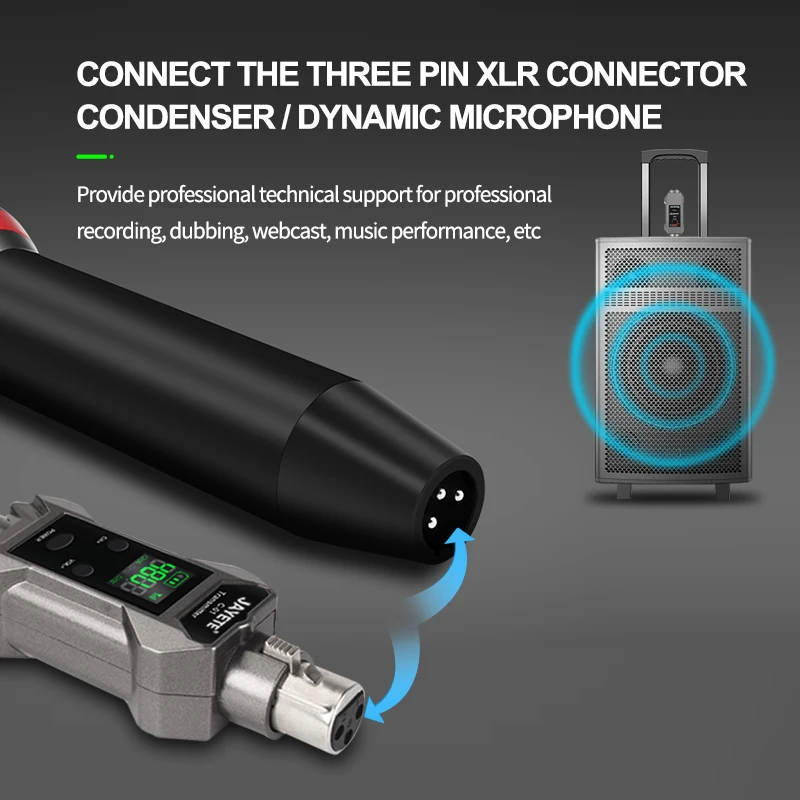 Professional UHF wireless xlr speaker transmitter converter Digital wired to wireless microphone transmitter microphone adapter