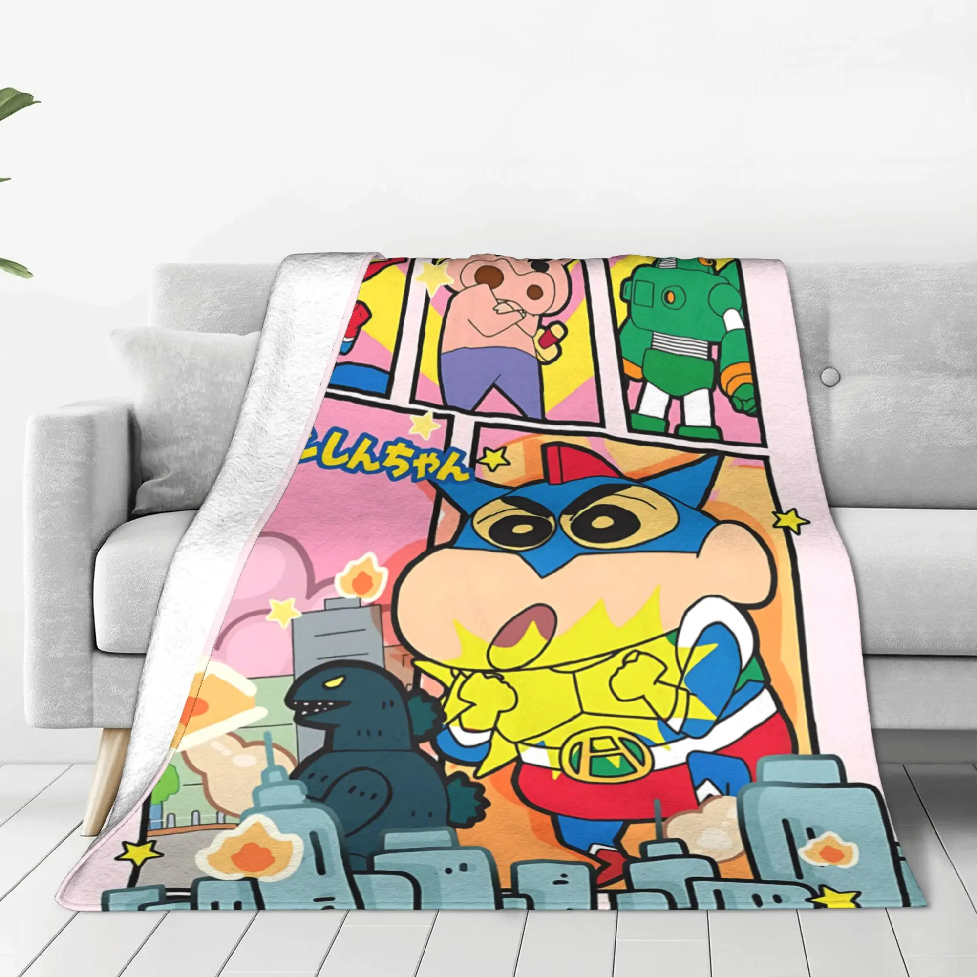 1PC home Cutecore Crayon S Shin chan  Blanket Super Cosy Plush Home Living Room Sofa halloween