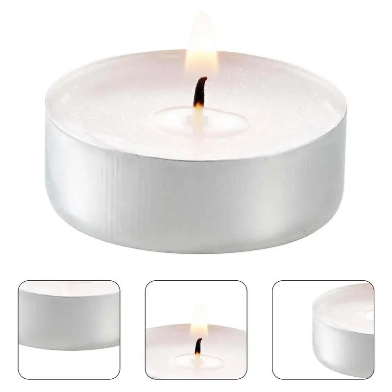 10Pcs Unscented Tealight Candles Smokeless Tea Light Candles Smokeless Dripless Long Lasting Tea Light Candles for Pool Weddings