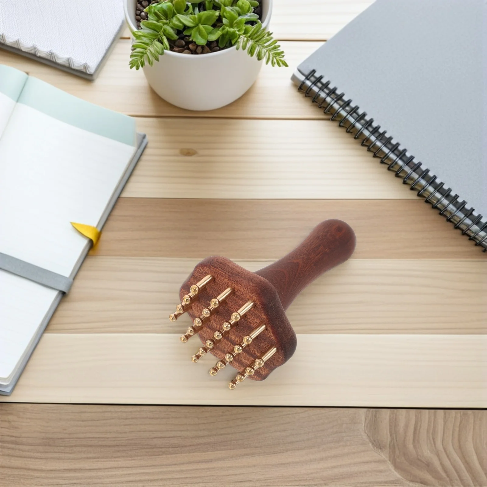 

Meridian Massage Brush Brass Wood Body Tool Guasha Dual Function Durable Traditional Therapy Alleviates Muscle Tension Scalp