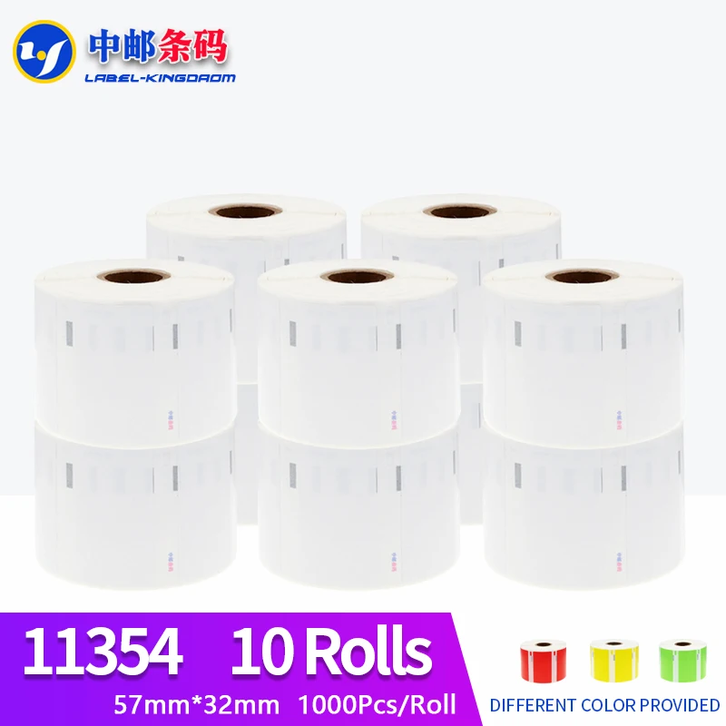 10 Rolls Dymo Compatible 11354 Label 57*32mm 1000Pcs  for LabelWriter 400 450 450Turbo Printer with White/Yellow/Red Color