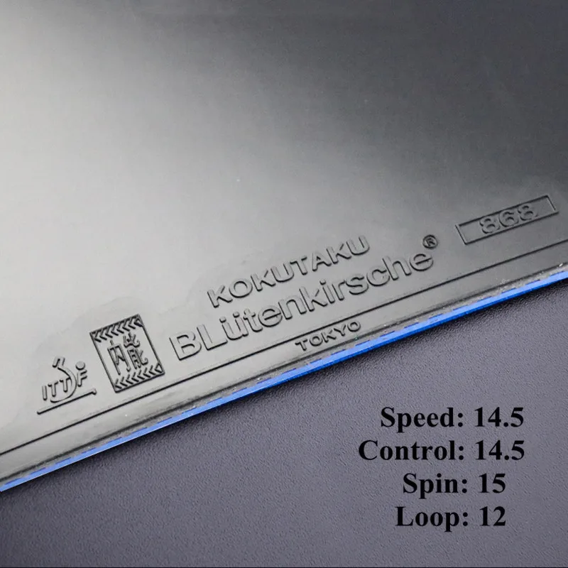 KOKUTAKU Super Sticky Rubber Sheet Blutenkirsche 868 Blue Ray 2,2 mm taartstructuur Blue Sponge Rubber ITTF goedgekeurd