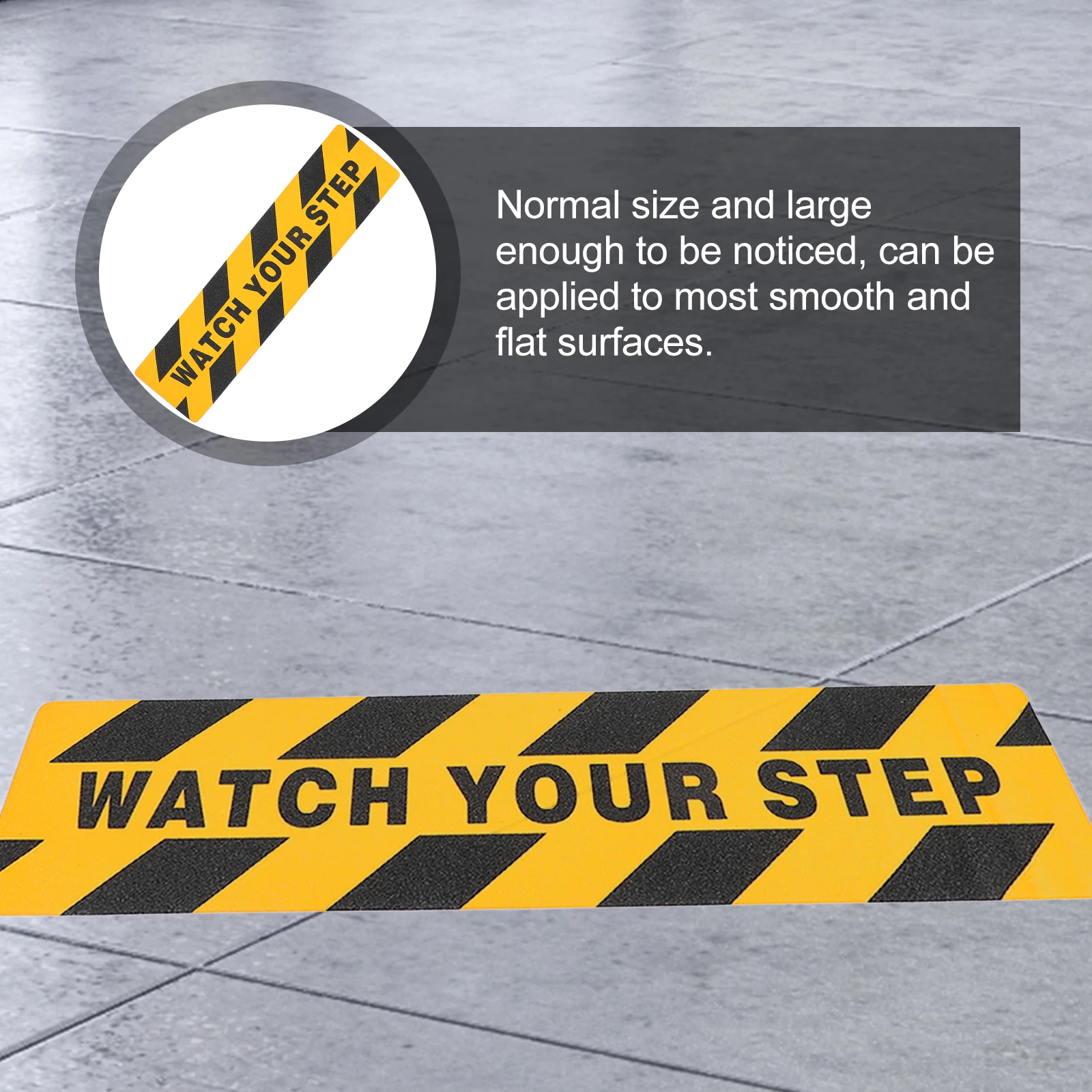 

2Pcs Anti-Slip Tape Watch Your Step Floor Decal for Stairs Ramps Wet Floors Slip Resistant Adhesive Warning Sticker
