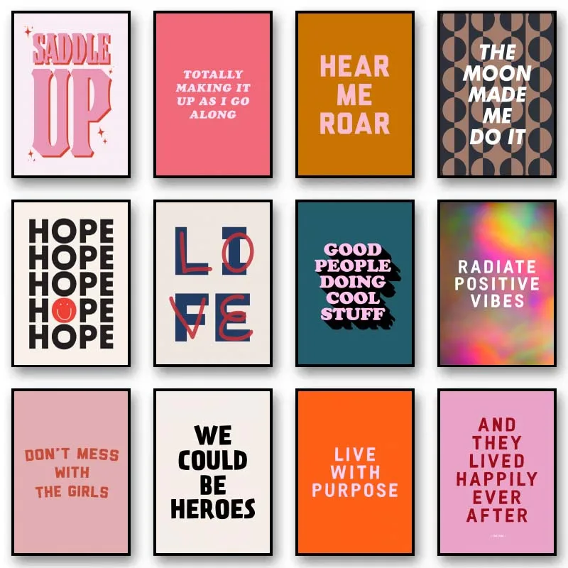 1pc frameless Canvas Painting Funny Quote Art Pink Poster Girl Power Love Quote Canvas Posters and Prints Printing Wall Art Pict