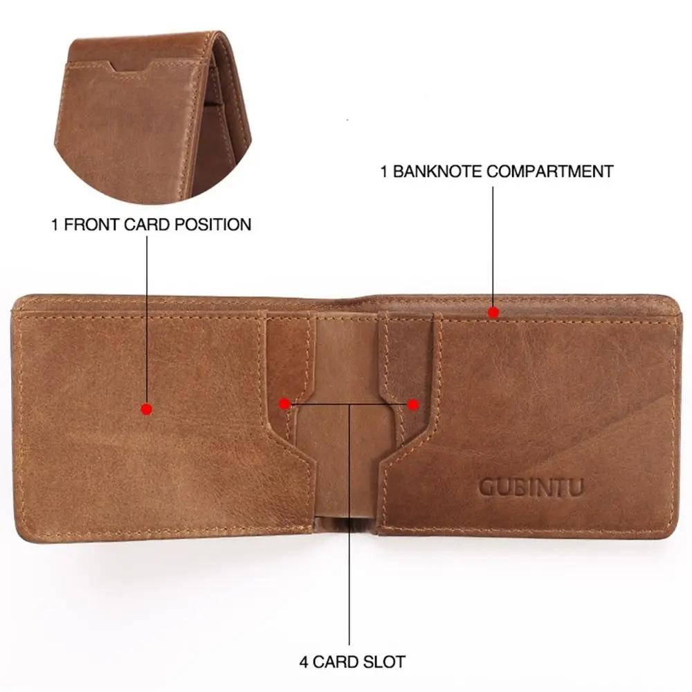 Portefeuilles en cuir véritable pour hommes, porte-cartes vintage minces, protection anti-magnétique, blocage RFID, couverture de carte de crédit