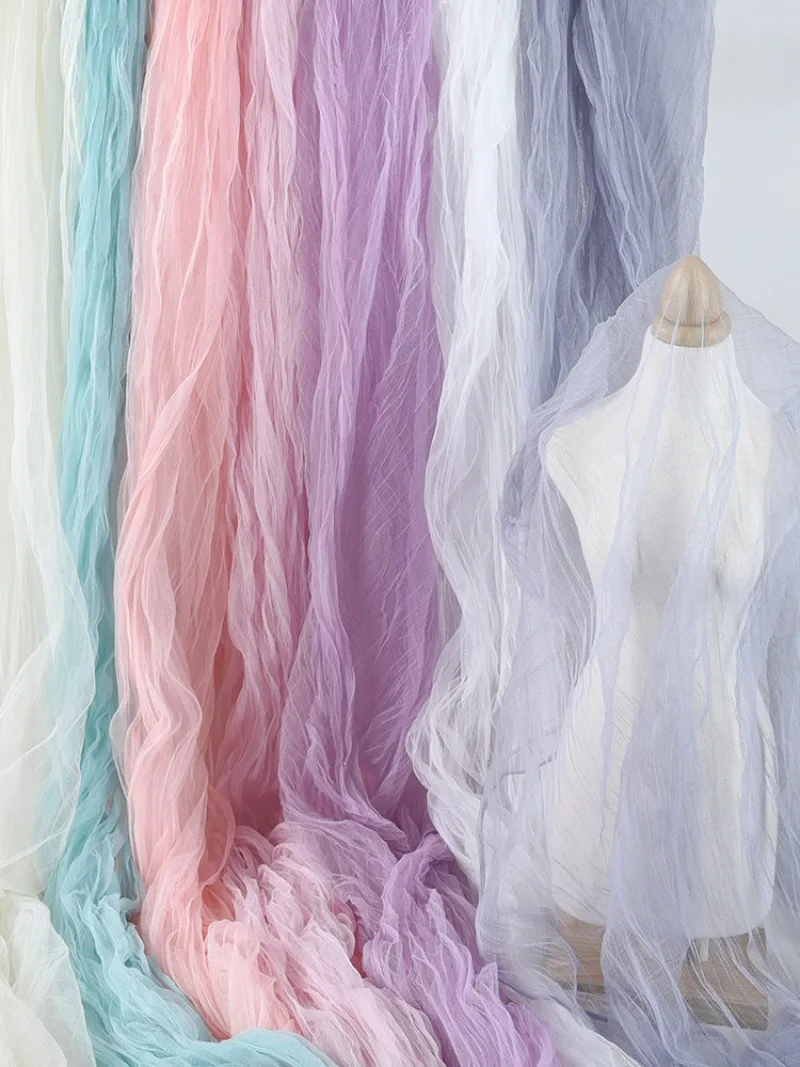 3Meters Cream Wrinkled Mesh Scene Decoration Material