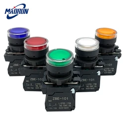 1pcs XB5 Illuminated LED Button Switch Red Green Yellow Blue White 220V/24V/110V/380V