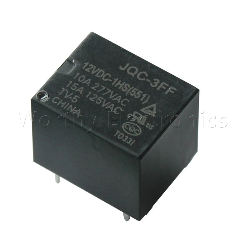 

Free shipping 10pcs/lot relay 12VDC 15A 4PIN JQC-3FF 12VDC-1HS(551)