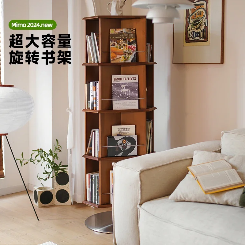 bookshelf, medieval round, three-dimensional 360-degree bookcase, solid wood floor-to-ceiling shelf against the wall