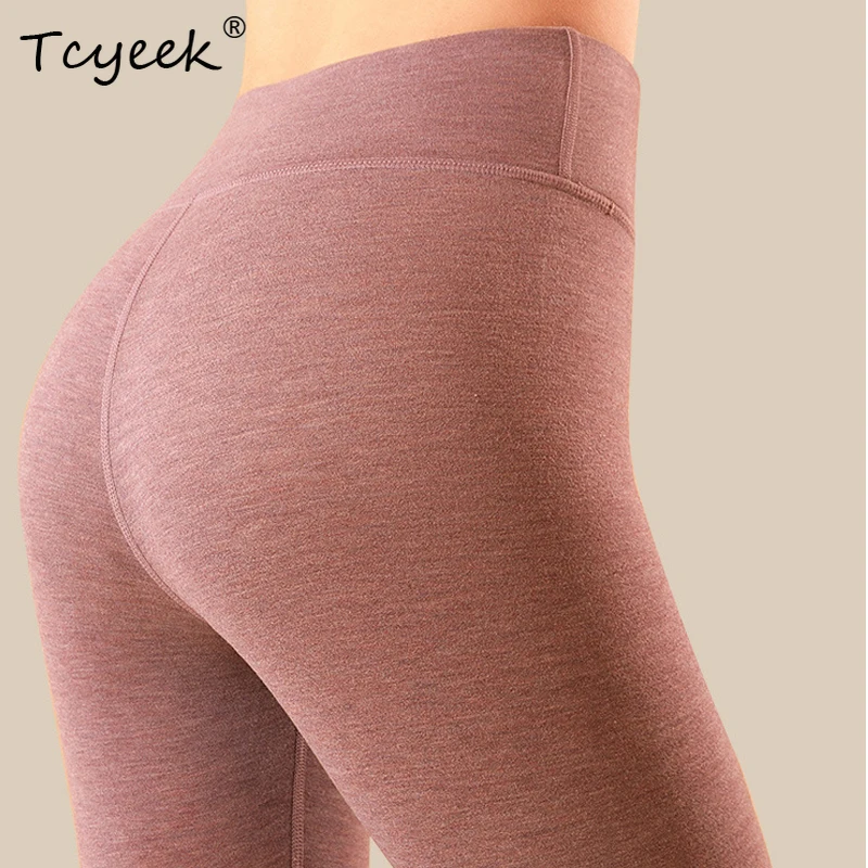 Tcyeek 1.9% Cashmere German Velvet Autumn Pants Women Warm Tight Fitting Winter Plush High Waistline Leggings Pants B3N771QC