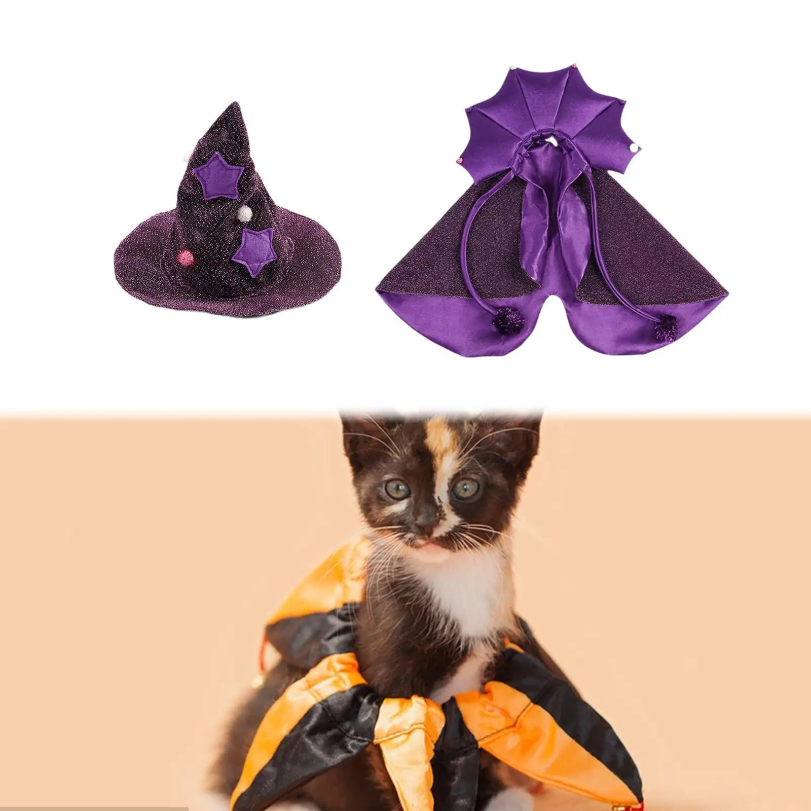 Pet Halloween Costume Witch Cosplay for Small Dogs Cats Funny Clothes Dress up Pet Cape for Party Accessories Carnival Festival