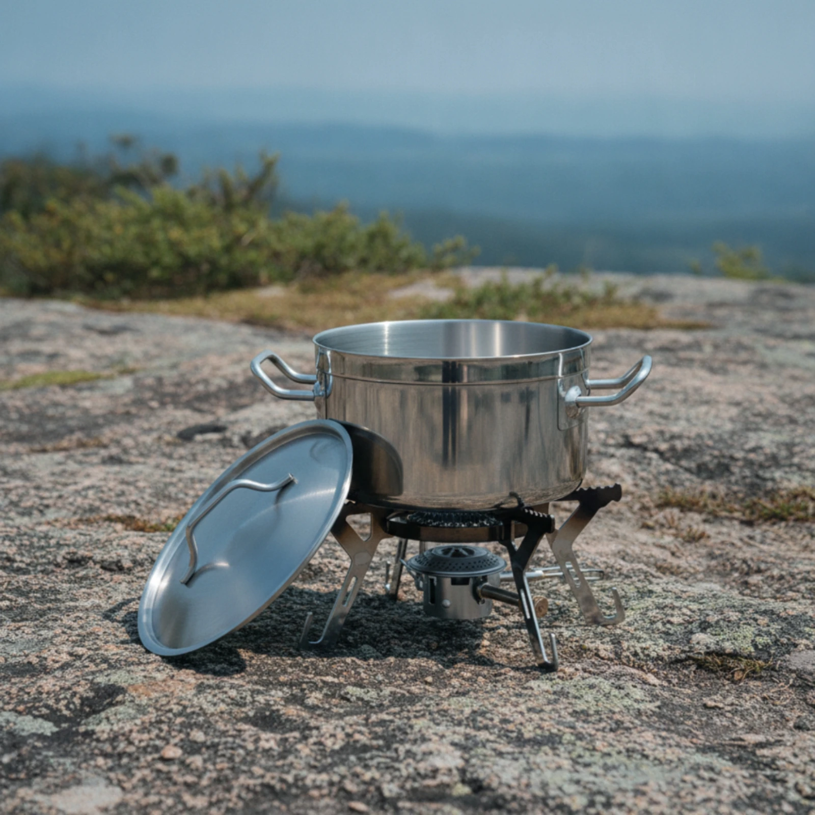 Hot Pot Flat Bottom Pot with Lid Saucepan Double Handle for Singles, Tabletop Cooking, Camping